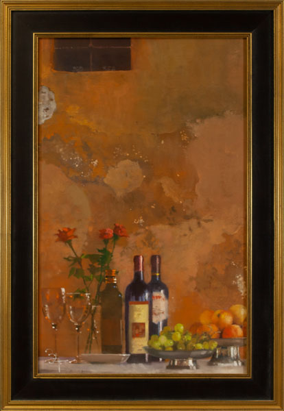 Still Life With Wine and Roses