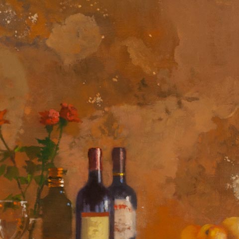 Still Life With Wine and Roses